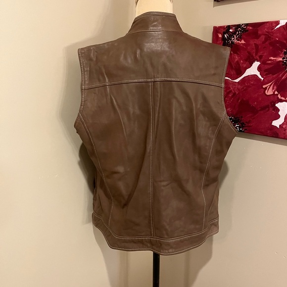 COLDWATER CREEK BROWN LAMB LEATHER VEST, size M - Picture 5 of 7